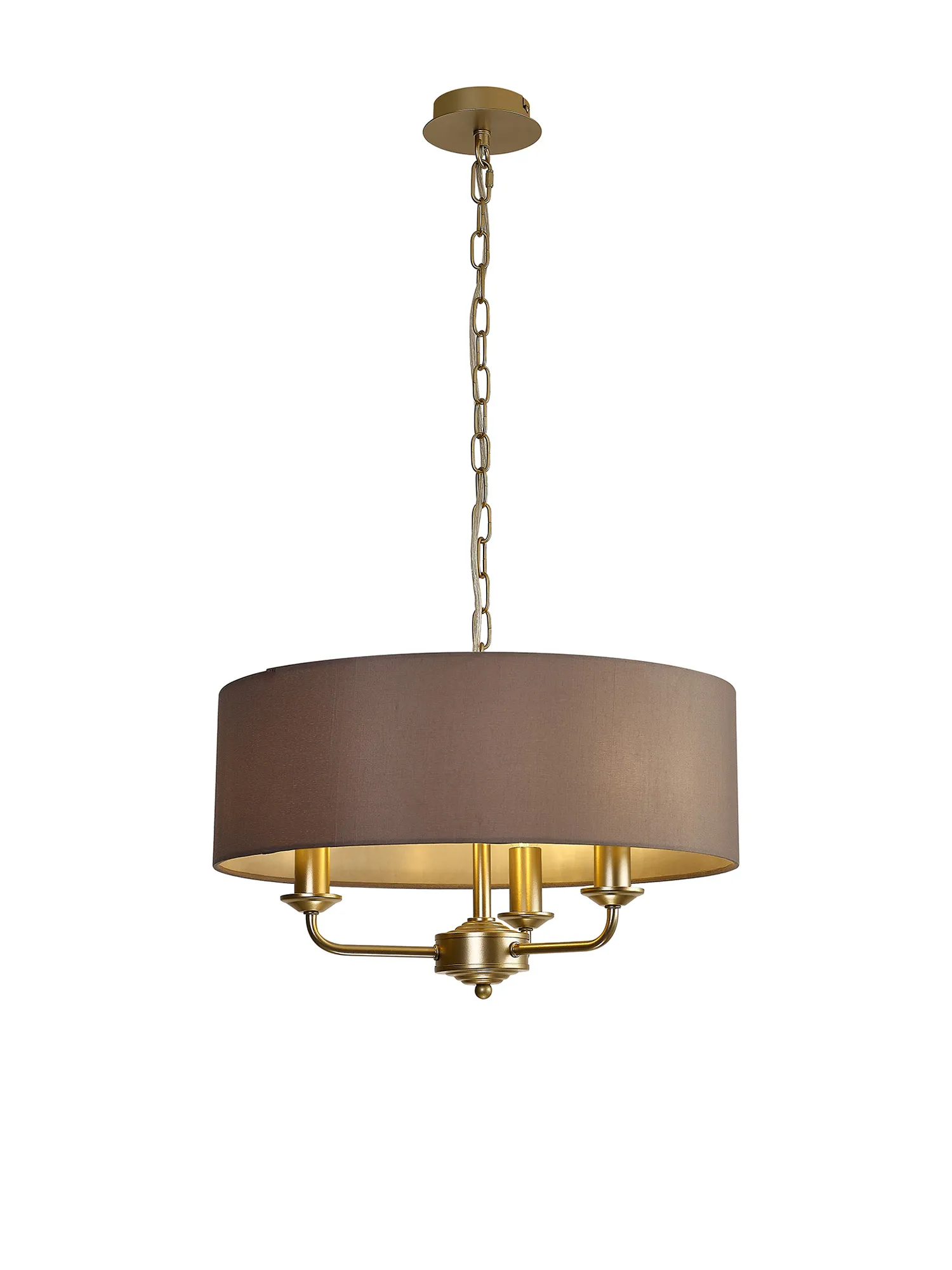 DK0944  Banyan 45cm 3 Light Pendant Champagne Gold; Grey